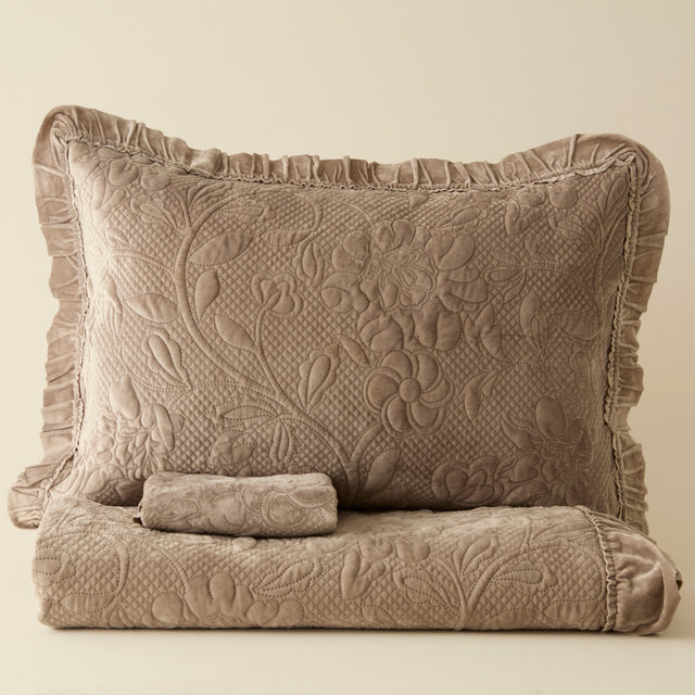 Karaca Audrey Grey Tagesdecke Set 3 teilig 230x240cm