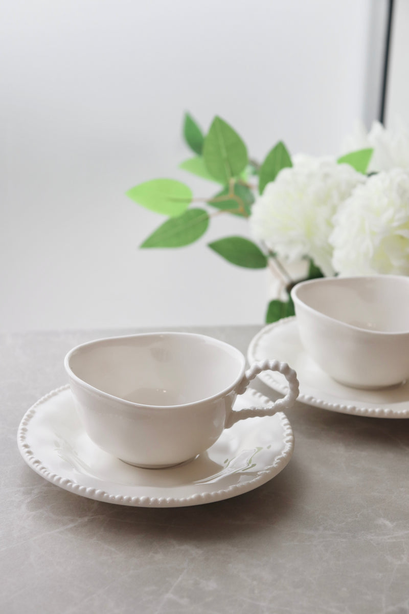 Pearls White Kaffeetassenset 12 teilig für 6 Personen