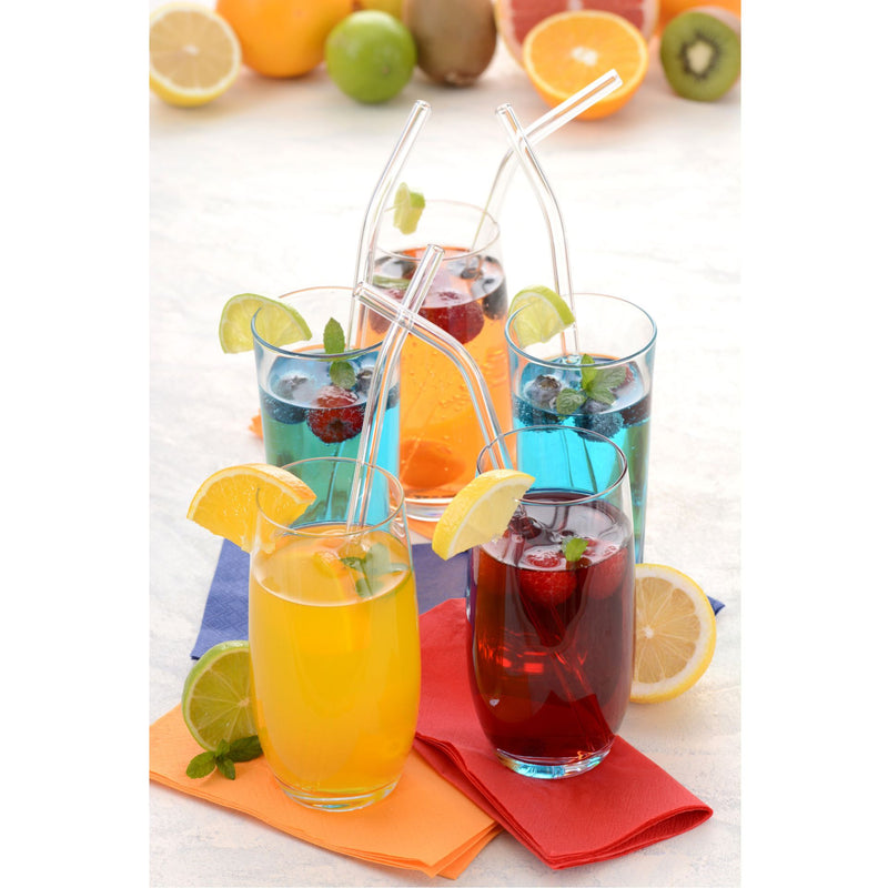 12 teilig Glas Trinkhalm Set