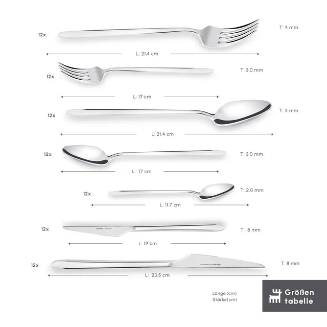 Karaca Stark 84 teiliges 316+ Premium-Besteckset für 12 Personen