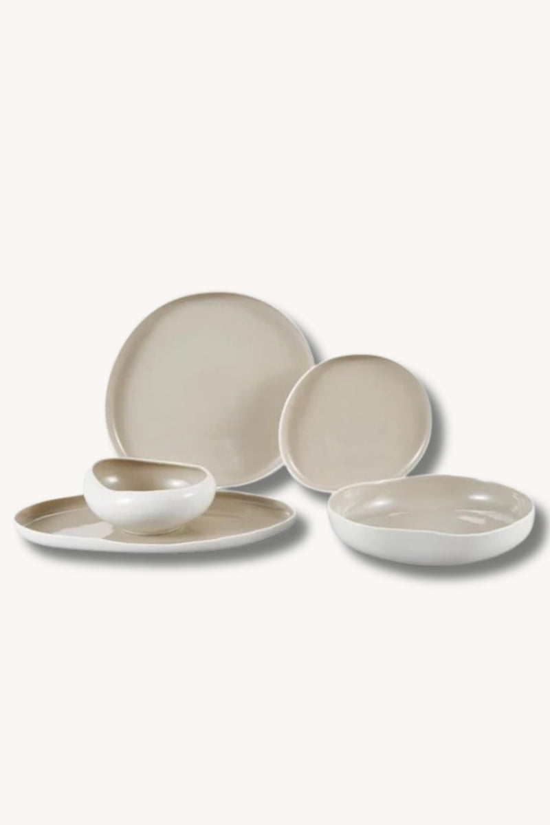 Curvy Beige 25 teiliges Tafelservice für 6 Personen