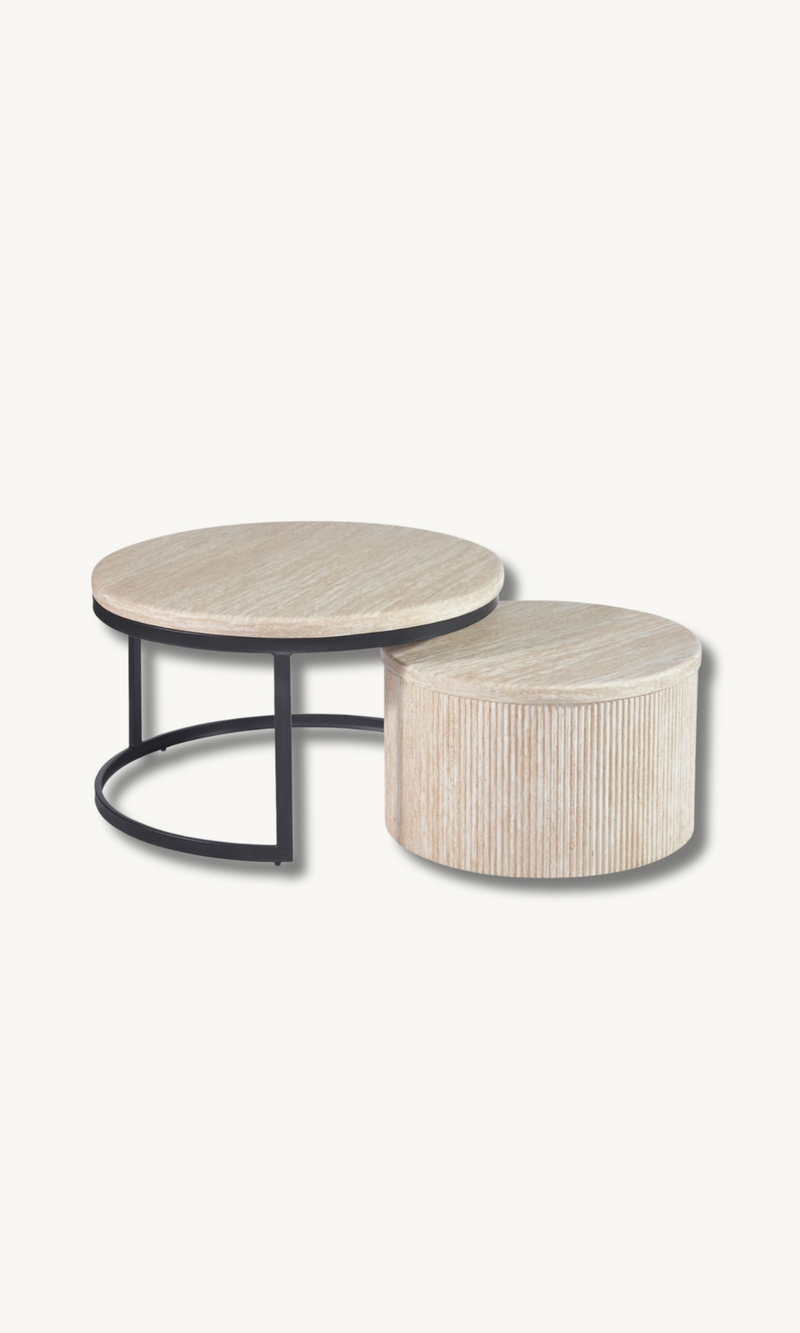 Manzano Travertin Couchtisch 2er Set