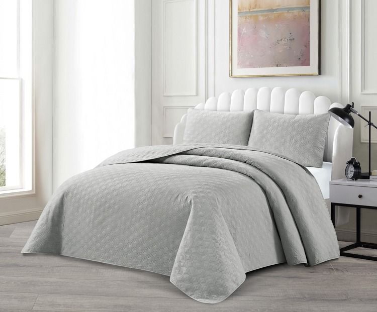 Havin Grau Tagesdecke Set 3 teilig 250x240cm