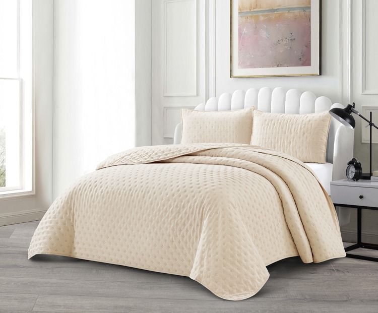 Deren Beige Tagesdecke Set 3 teilig 250x240cm