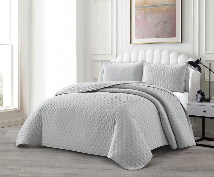 Deren Grau Tagesdecke Set 3 teilig 250x240cm