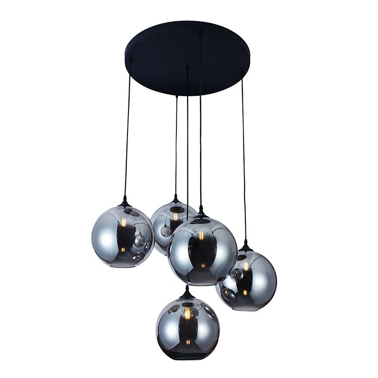 Hängelampe Rund Smoked Glass 5 Lichter Ø55cm