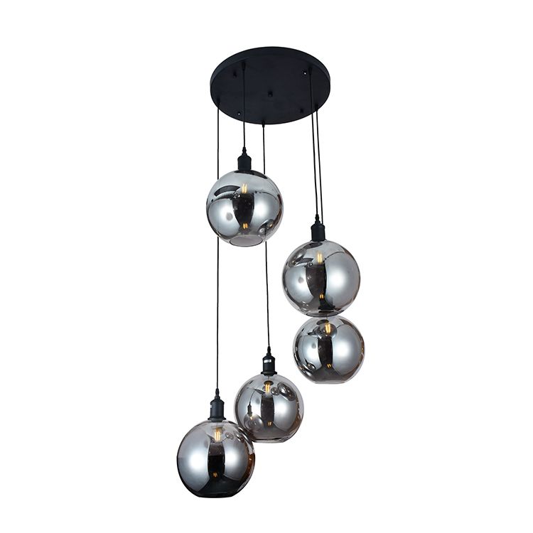 Hängelampe Rund Smoked Glass 5 Lichter Ø45cm