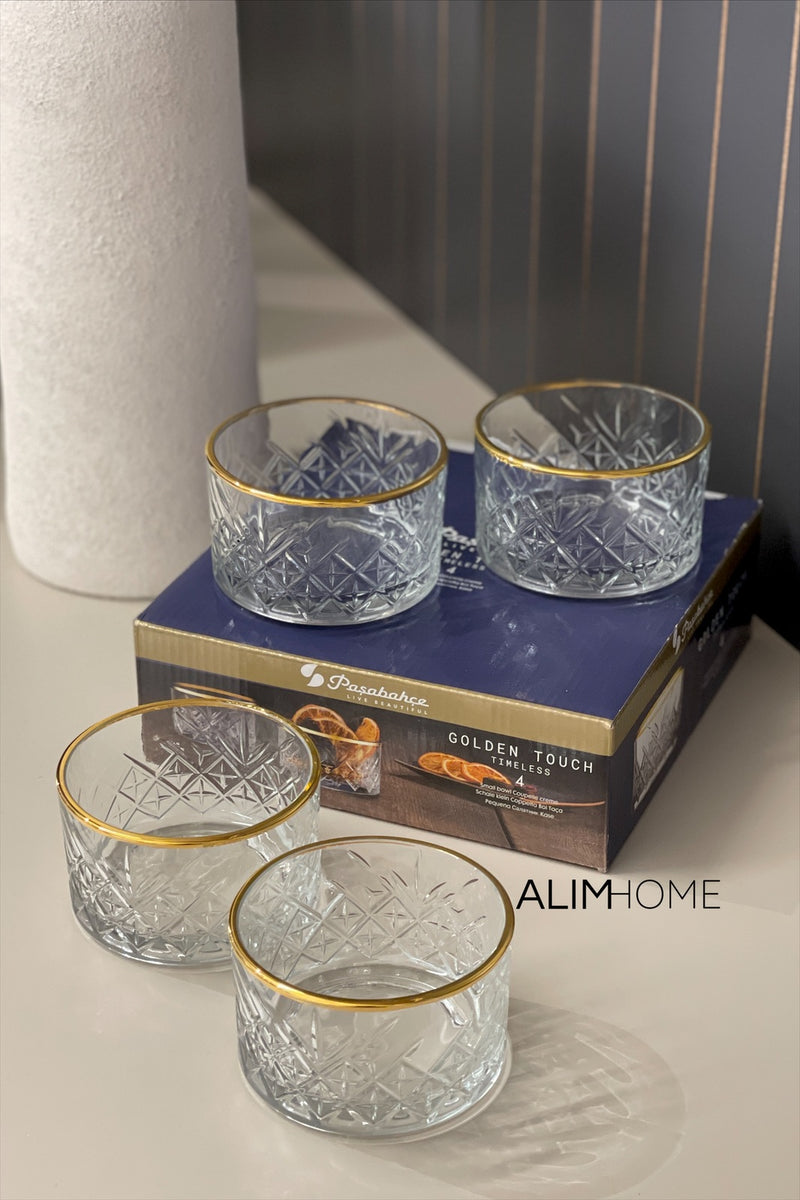 Pasabahce Timeless 4 teilig Snackschale 255ml Gold